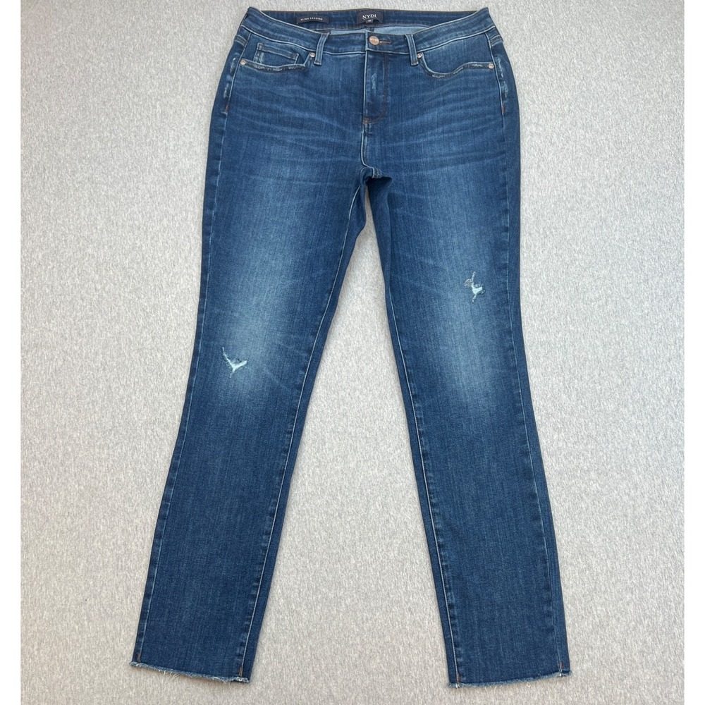 NYDJ Jeans Womens 10 Blue Cotton Blend Stretch Alina Legging Mid-Rise